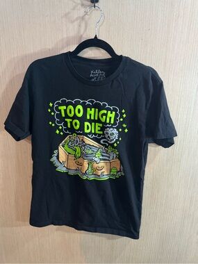 Killer Acid Too High To Die Graphic Tee - Black with Neon Green Size Medium